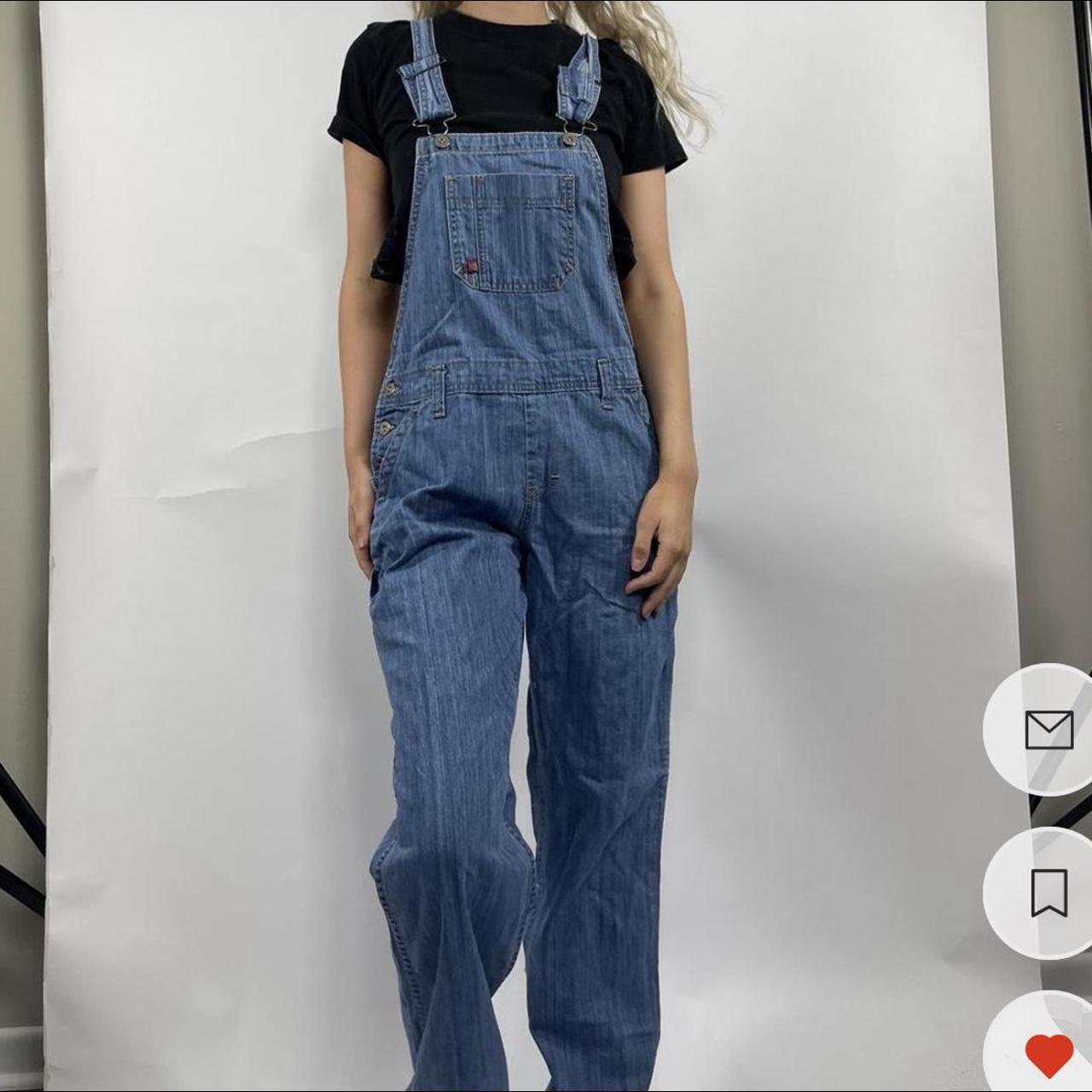 Dickies Women's Navy and Blue Dungareesoveralls Depop
