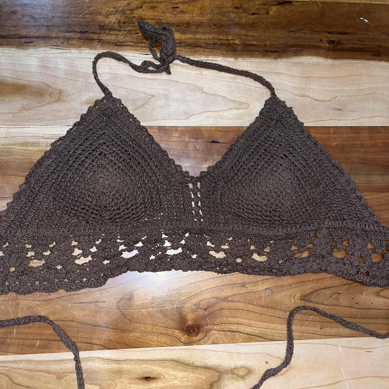 crochet shein bikini top never worn crochet... Depop
