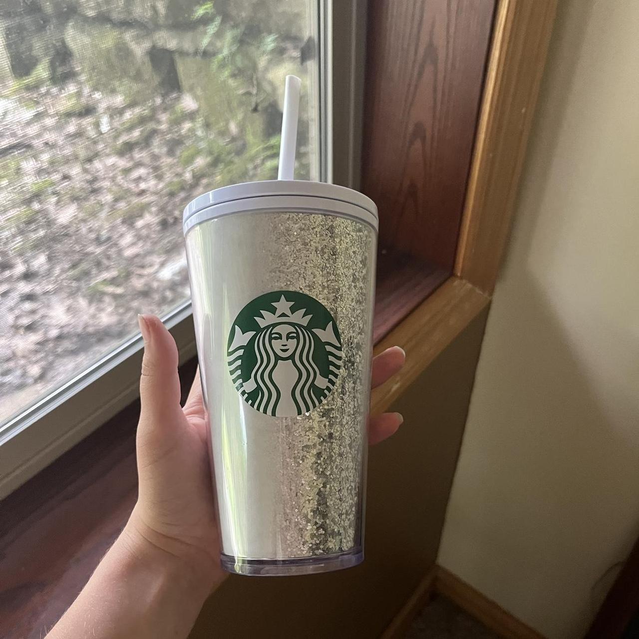 16 oz rose gold pink Starbucks tumbler cup with - Depop