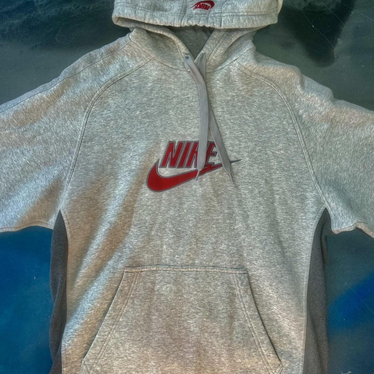 Nike grey and red hot sale hoodie