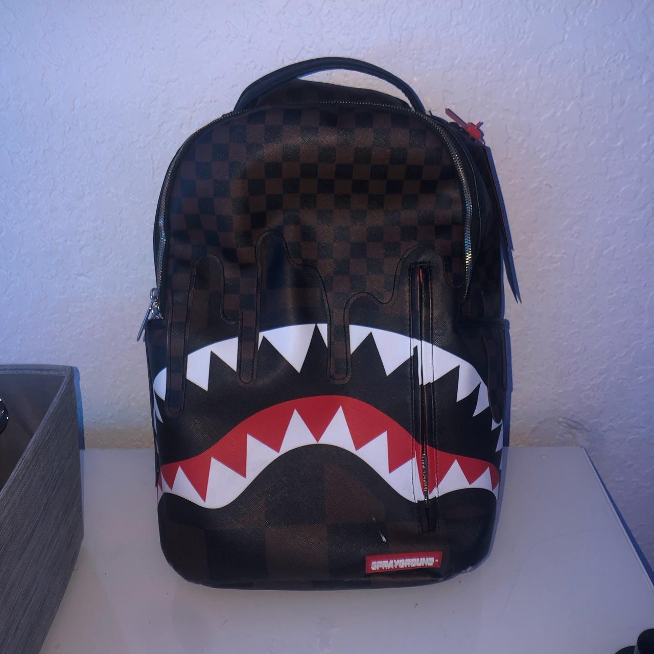 Sprayground Brown and Red Laptopcasesbag Depop