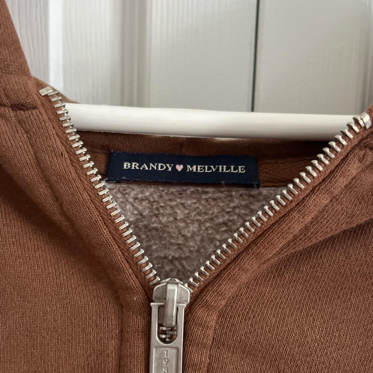 brown brandy melville zip up hoodie, great condition 👍 Depop