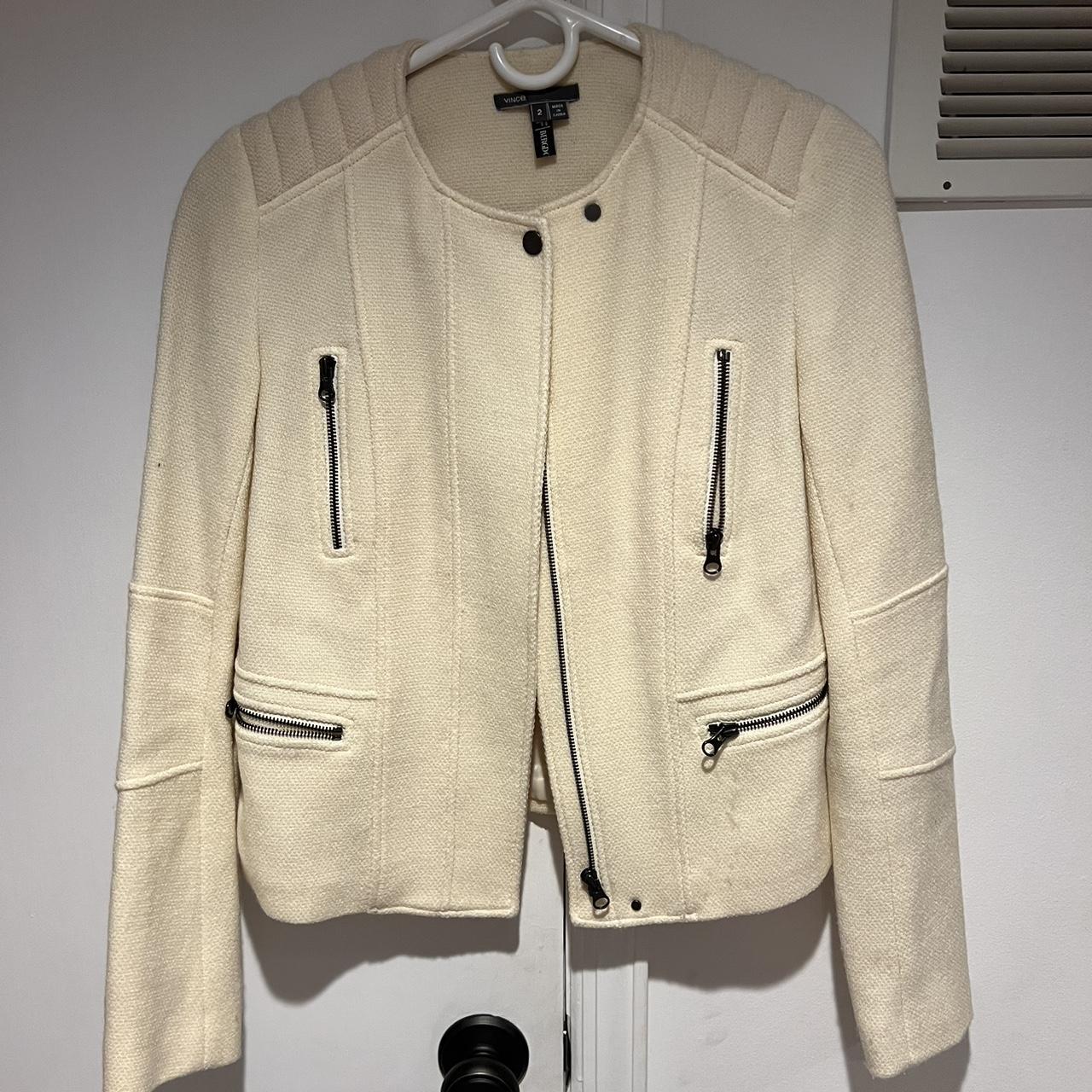 Vince vintage textured cream jacket - Depop