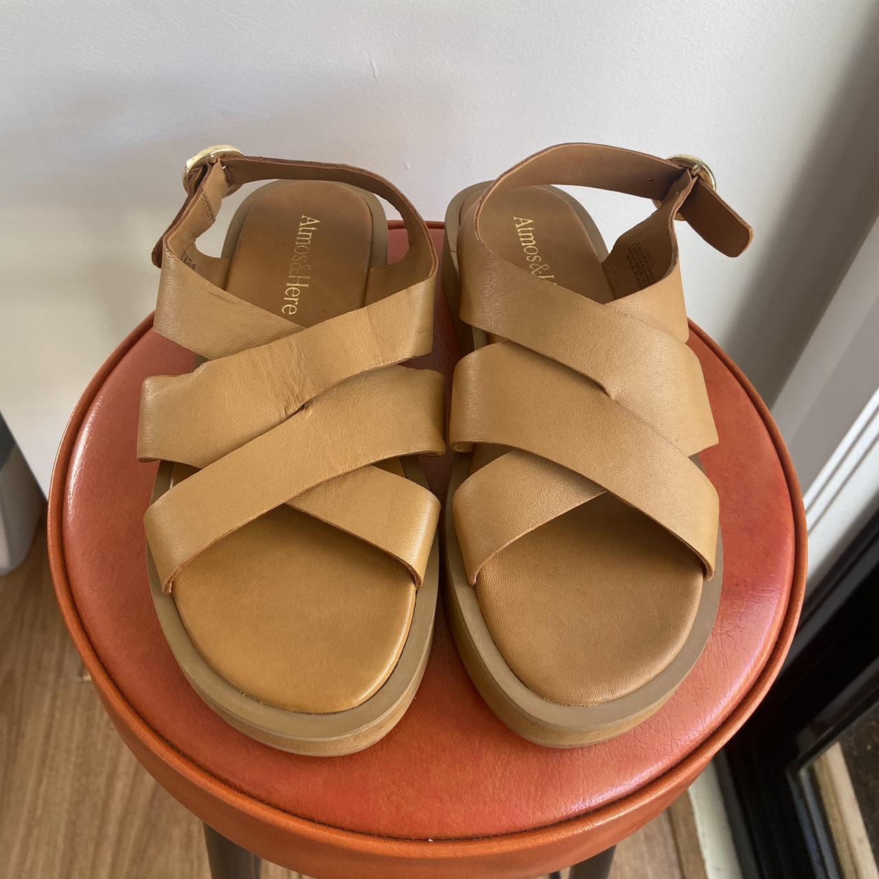 Atmos Here Tan Leather Sandals Leather Upper And Depop   P0 