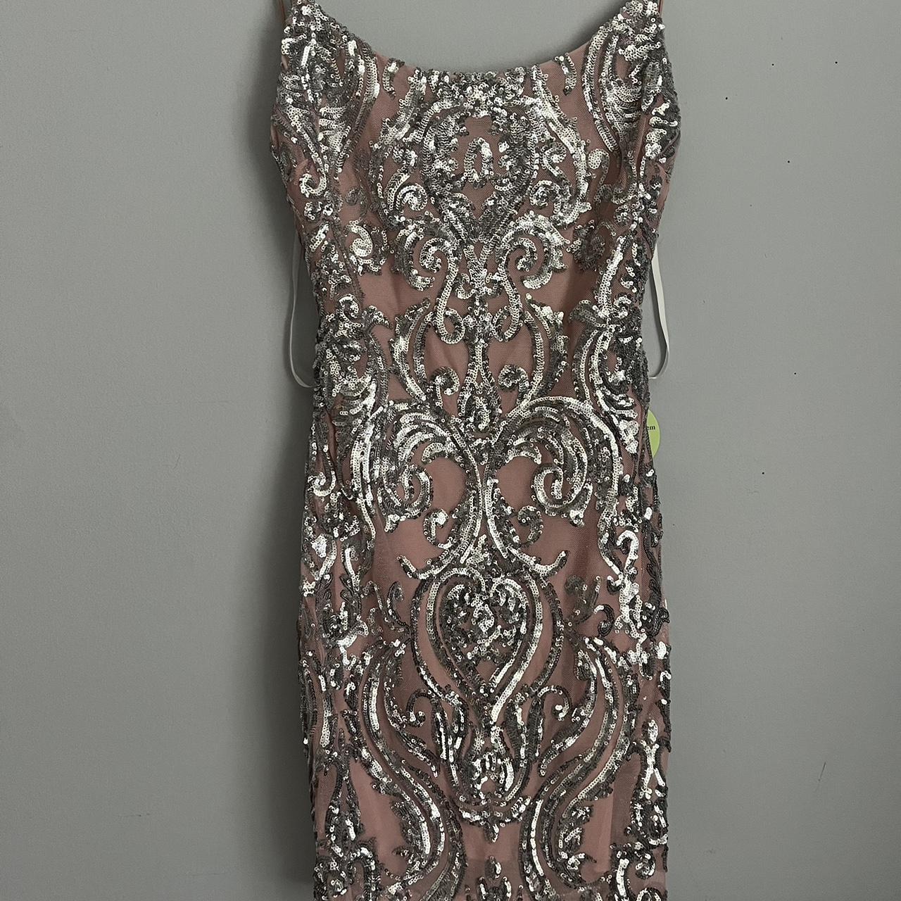 Windsor Womens Pink And Silver Dress Depop