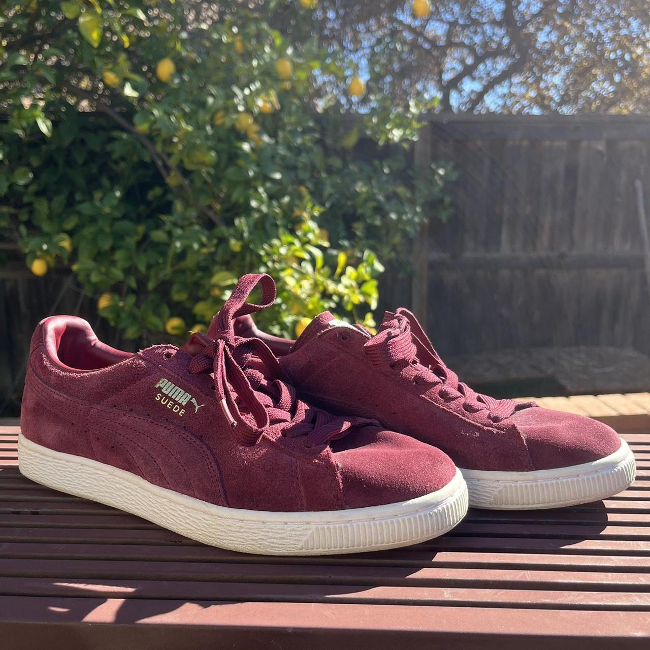 Classic velvet puma suedes. Monochrome maroon. Depop