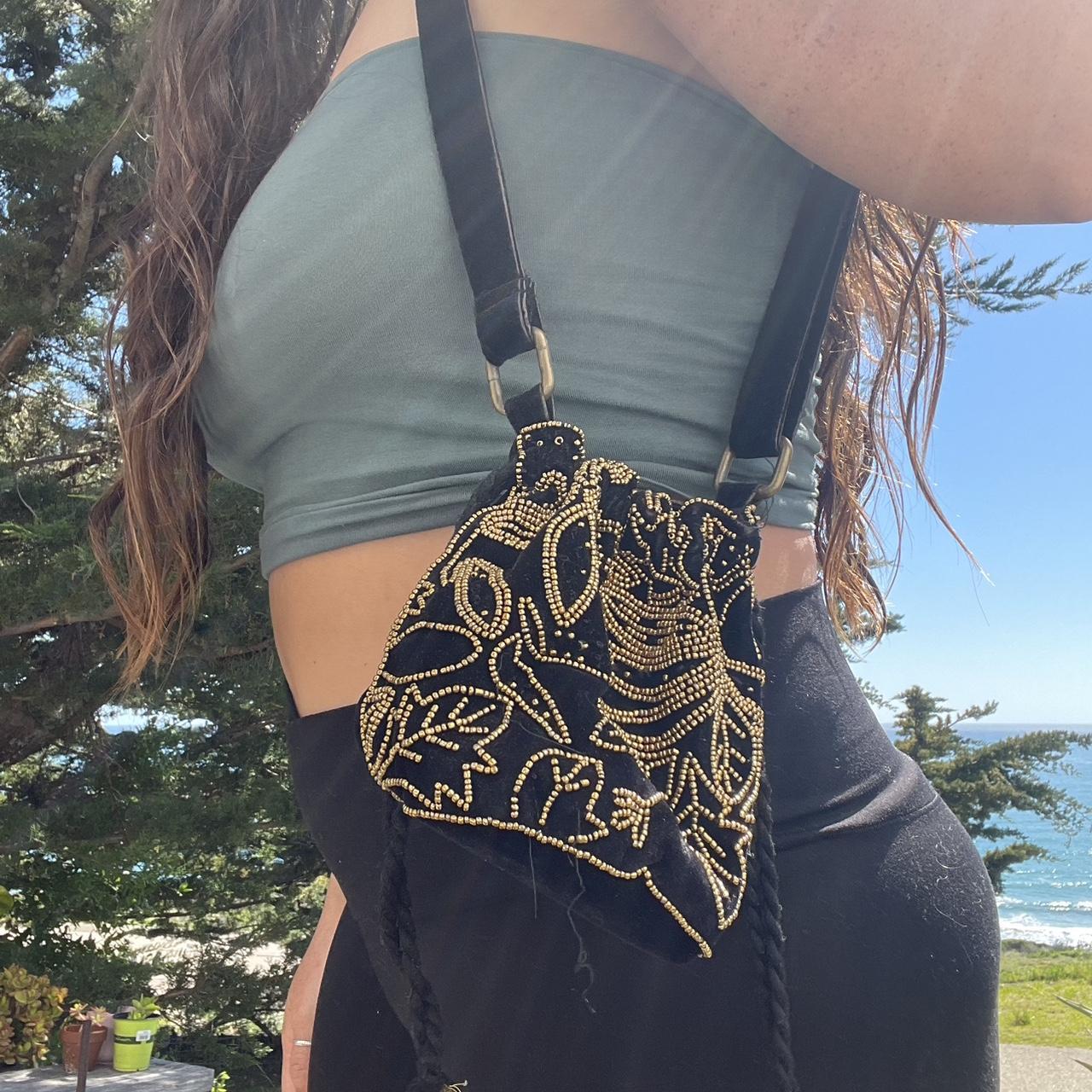 Women's Black and Gold Bag