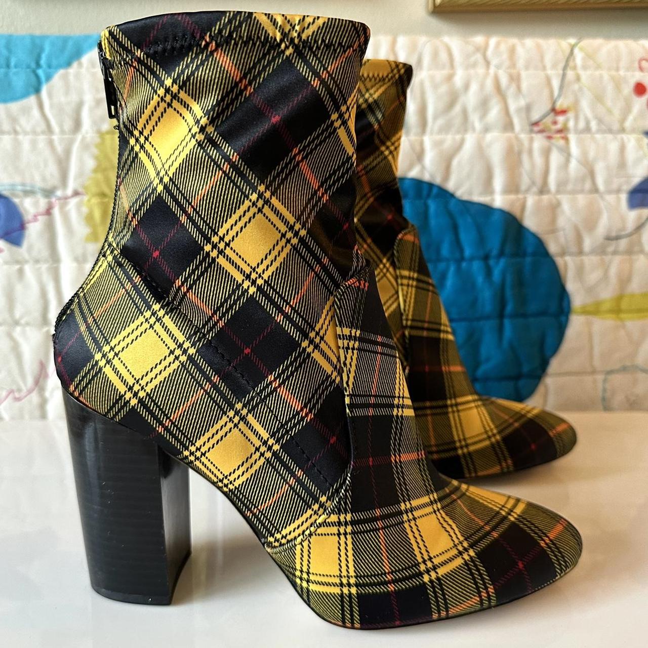 Yellow store plaid booties