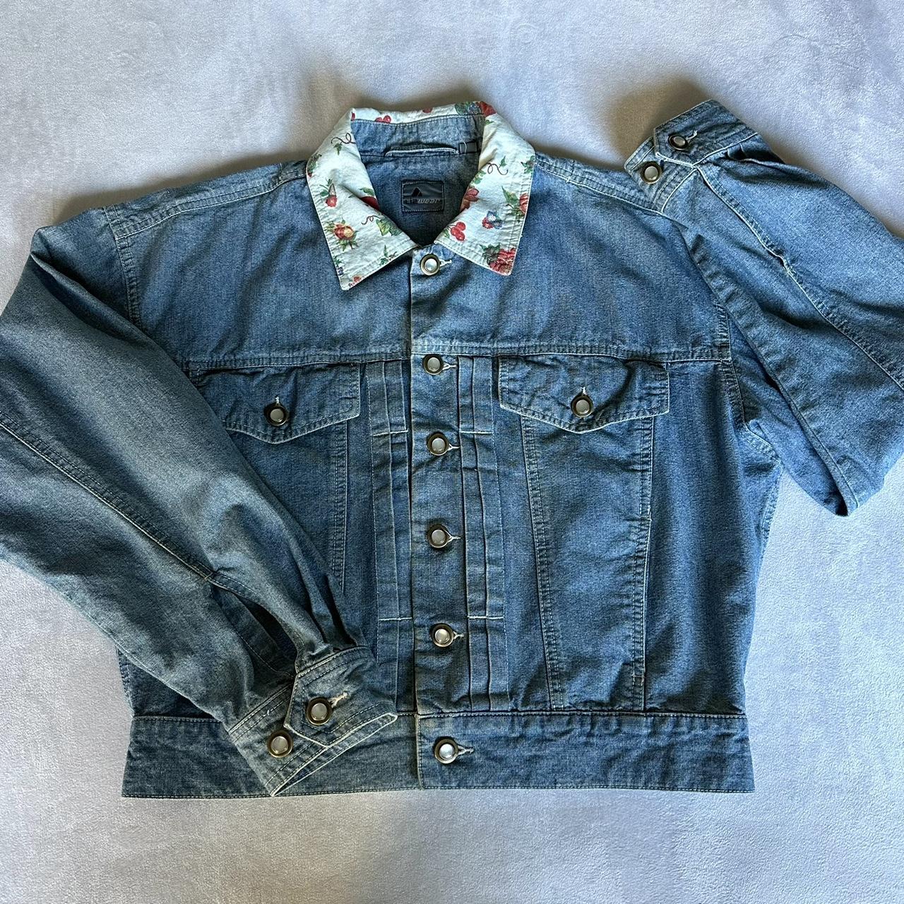 Vintage 90s Liz Wear Light Denim Jacket W Floral - Depop