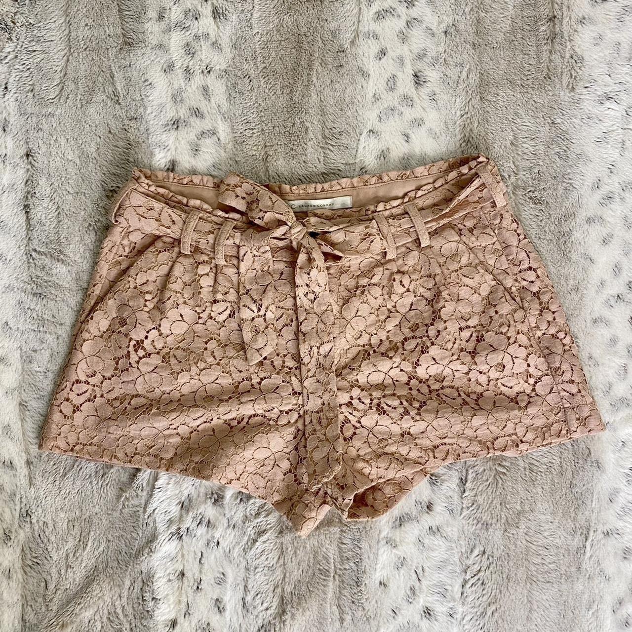 lauren conrad nude lined lace shorts with... - Depop