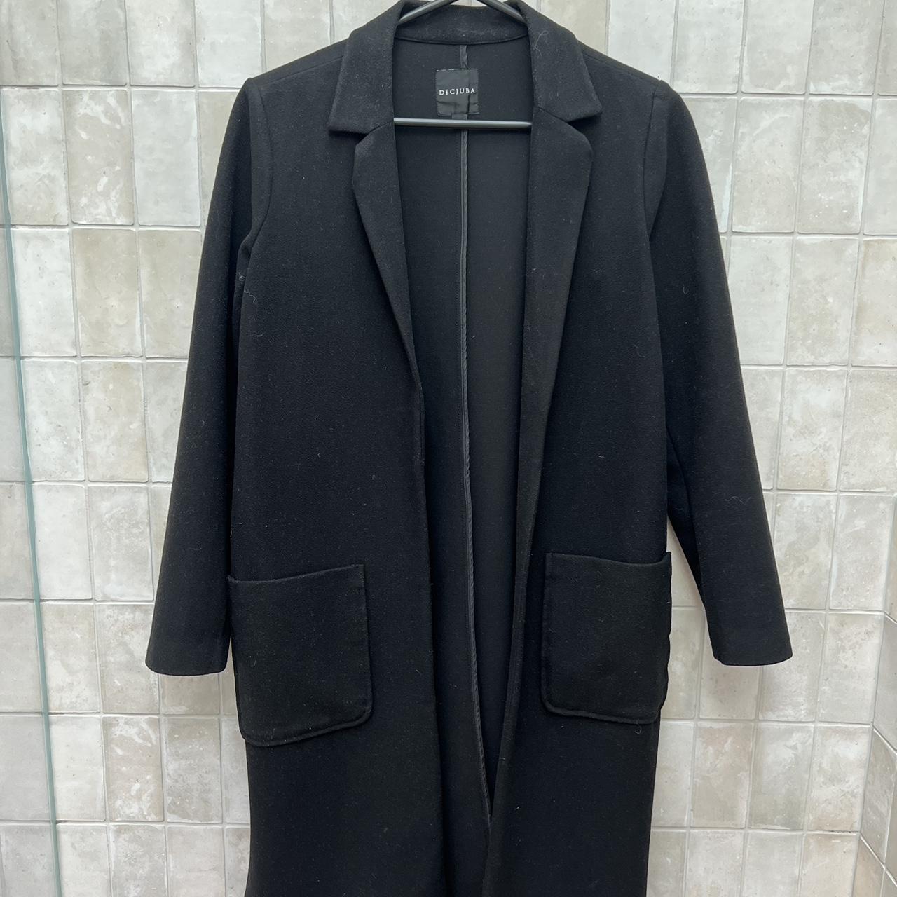 Black Decjuba jacket size 10- midi length. Barely worn - Depop