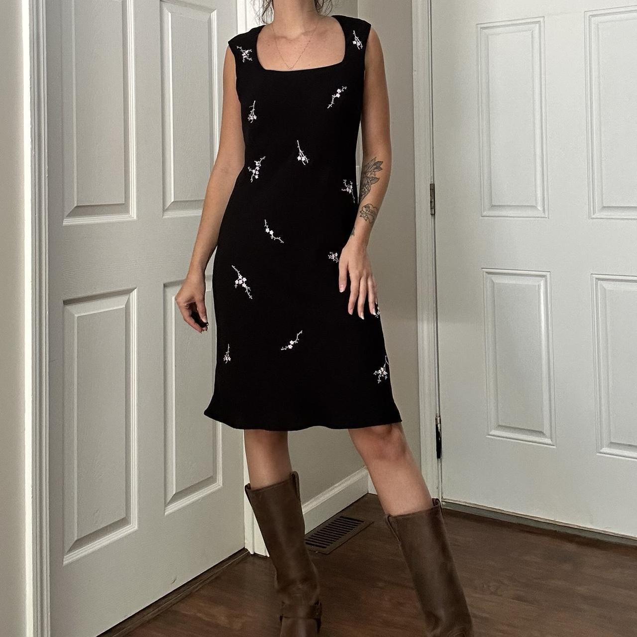 Vintage Dress Barn Square Neck Beaded Floral