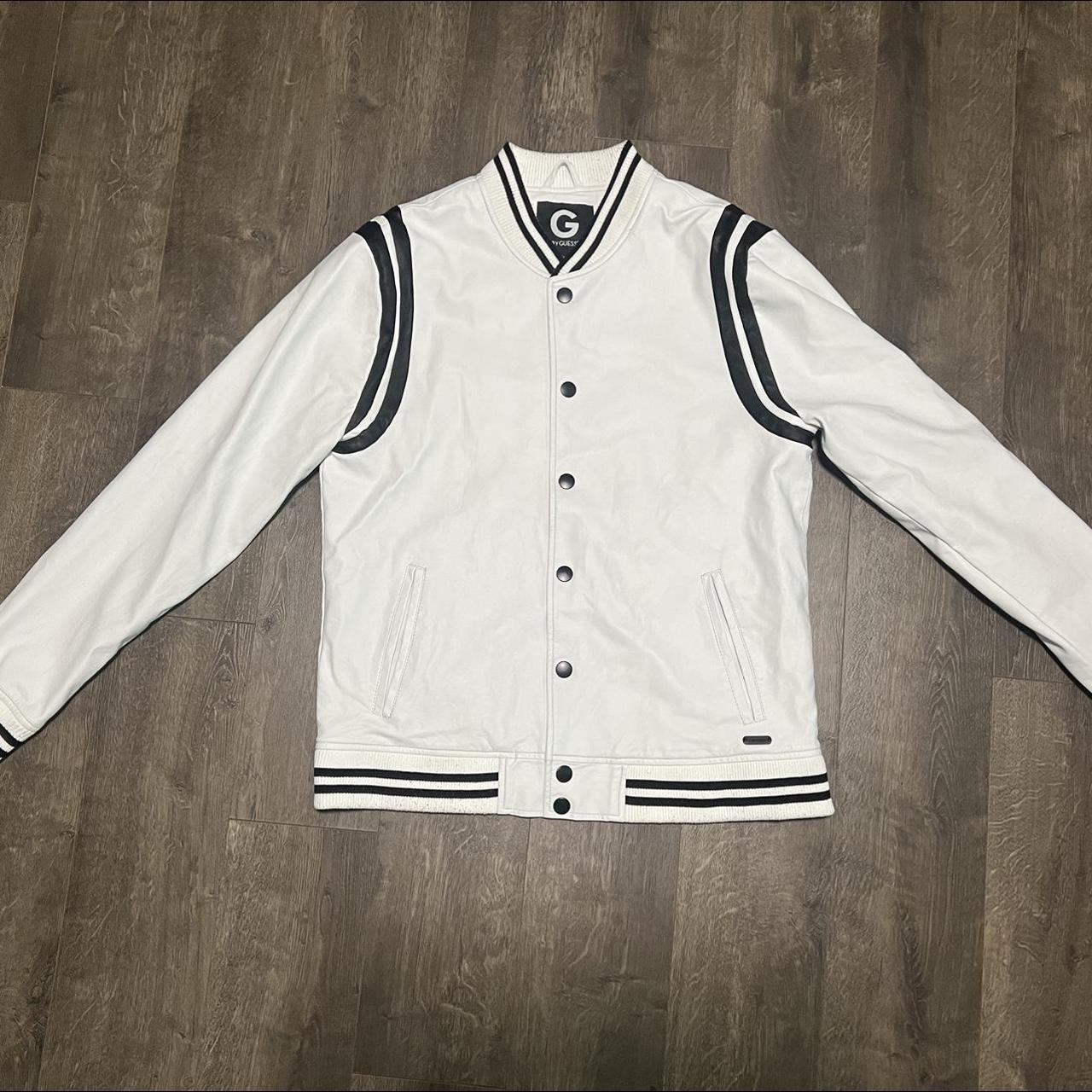 Guess Men's White and Black Jacket | Depop