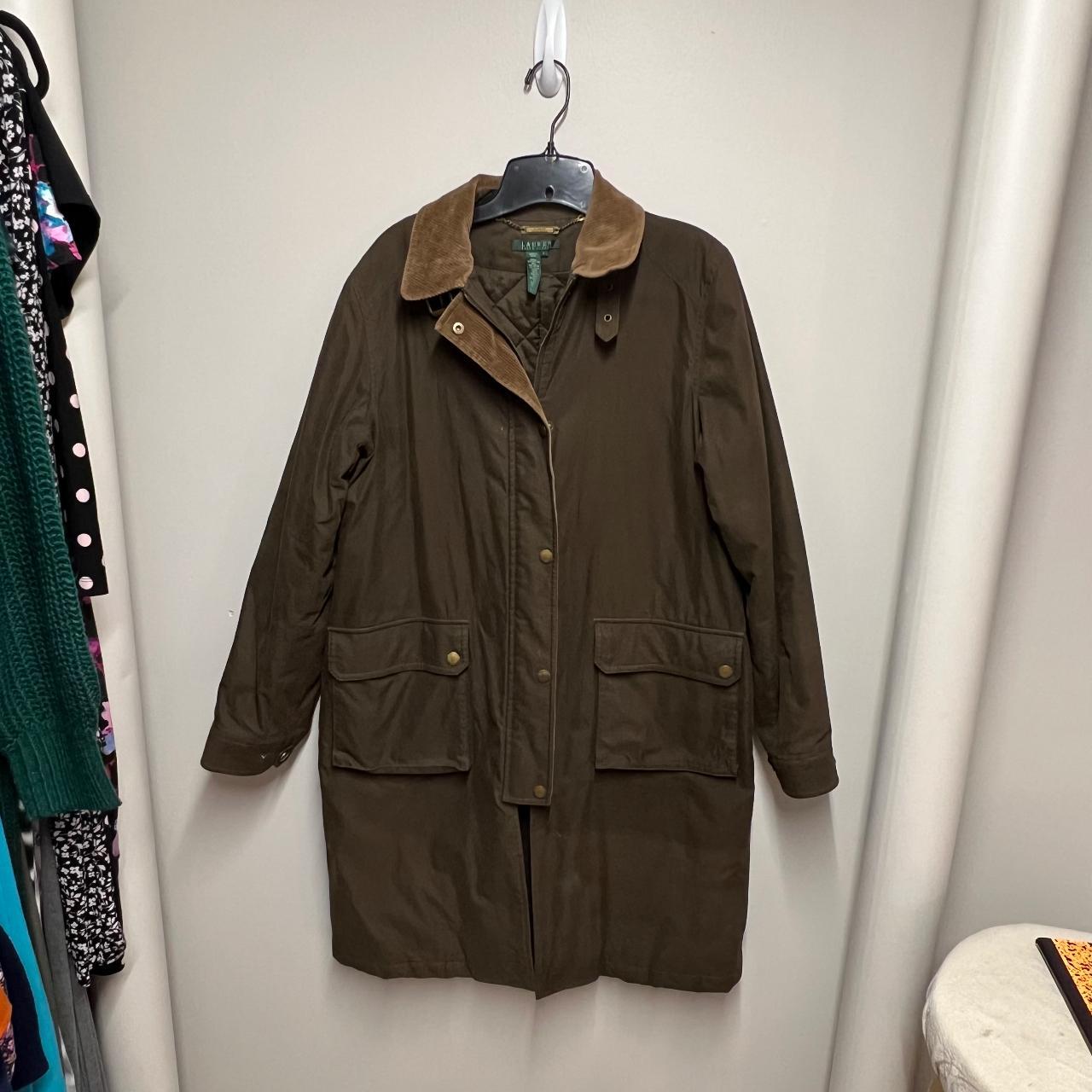 Women's Lauren Ralph Lauren green Parka coat with... - Depop