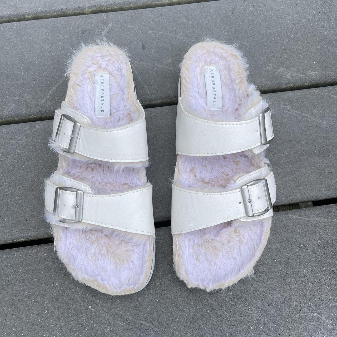 Fuzzy flip cheap flop slippers aeropostale