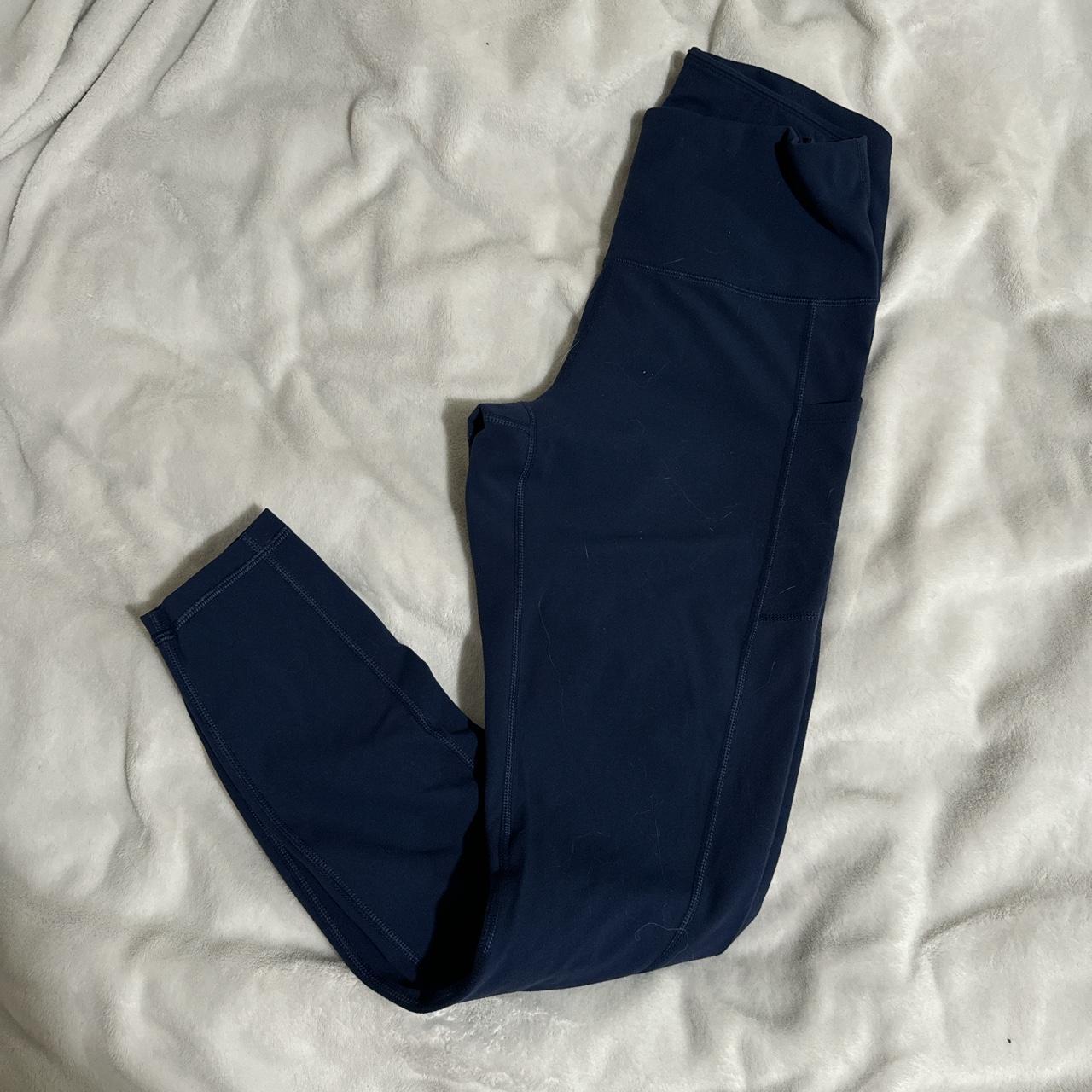 Navy blue workout leggings Super soft, pockets on - Depop