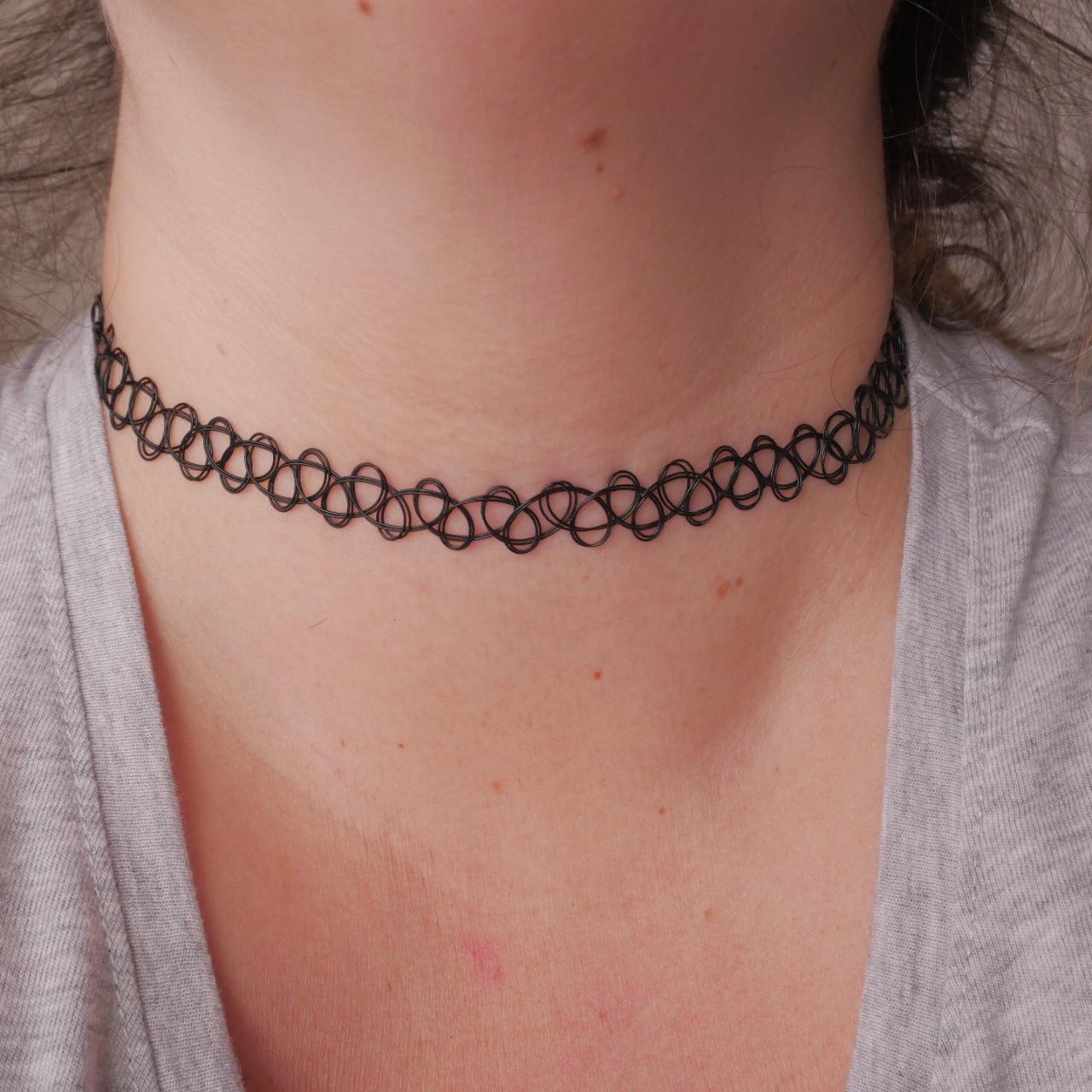 Double Stranded Tattoo Choker Silver and Black - Etsy