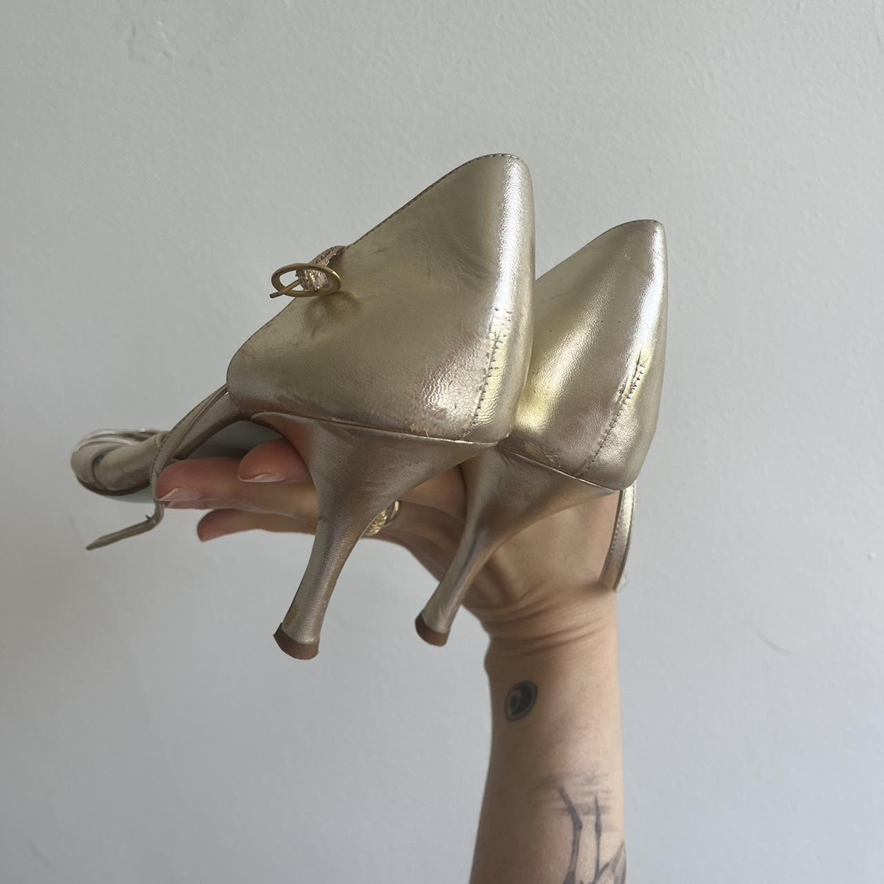 Amazon.com | Cynthia Rowley Metallic Gold Foil Satin Wedge