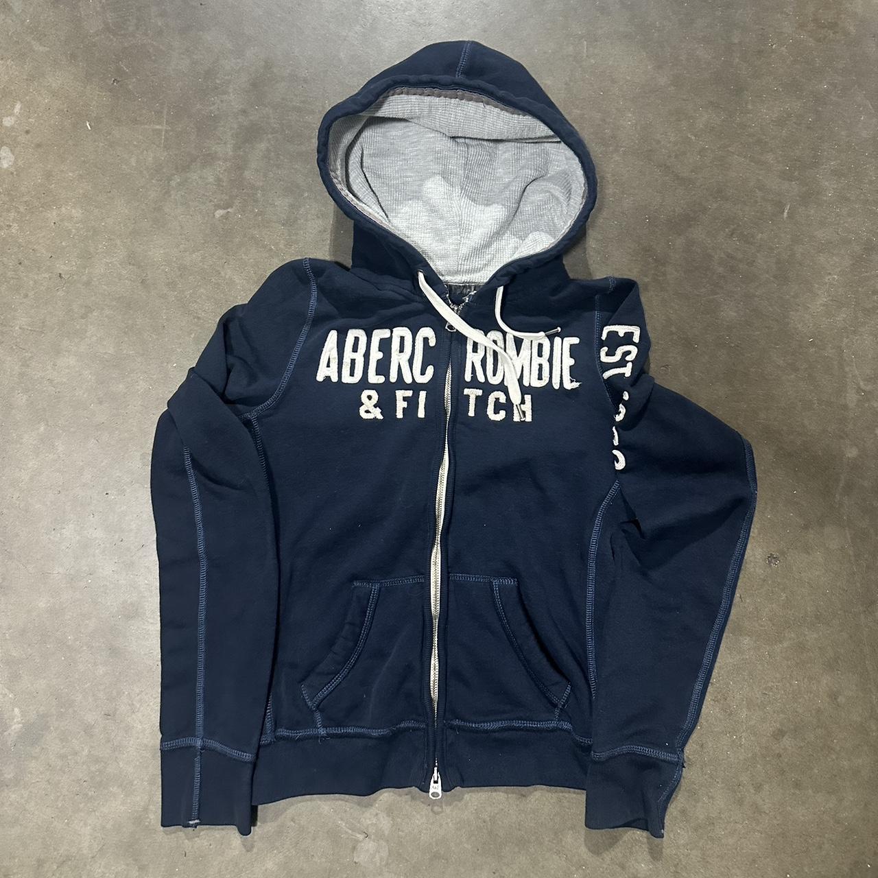 Navy blue Abercrombie & Fitch zipup hoodie hoodie... Depop