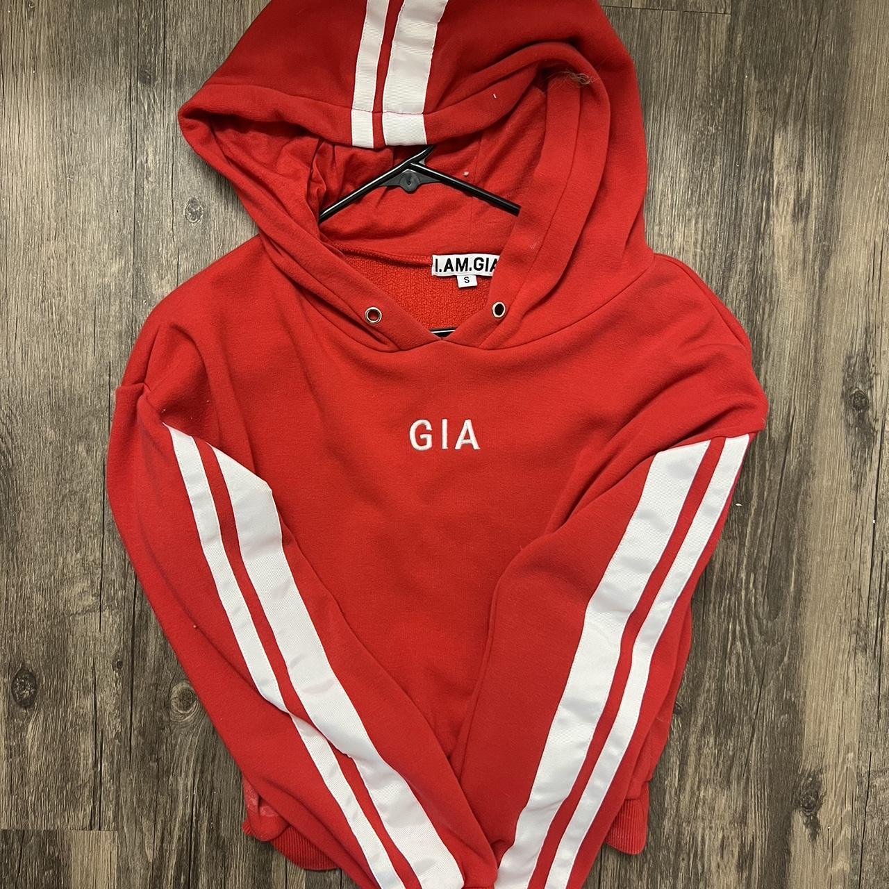 I am sales gia red hoodie