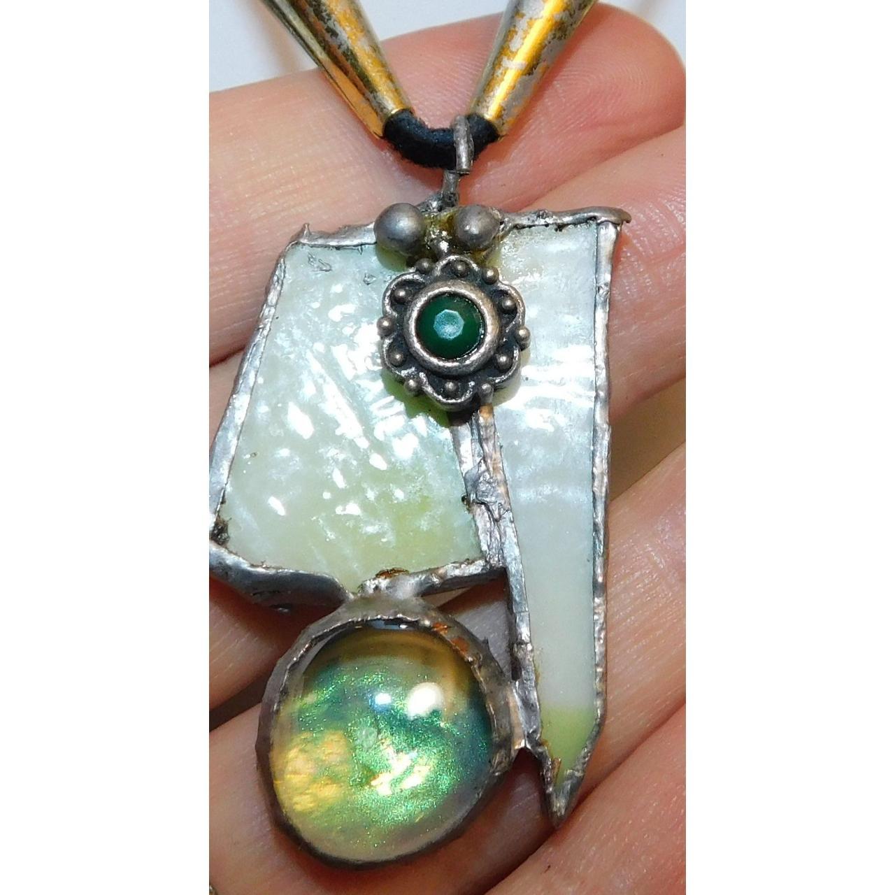 Vintage Stained Glass Enamel Medal Necklace | BeeStill Design