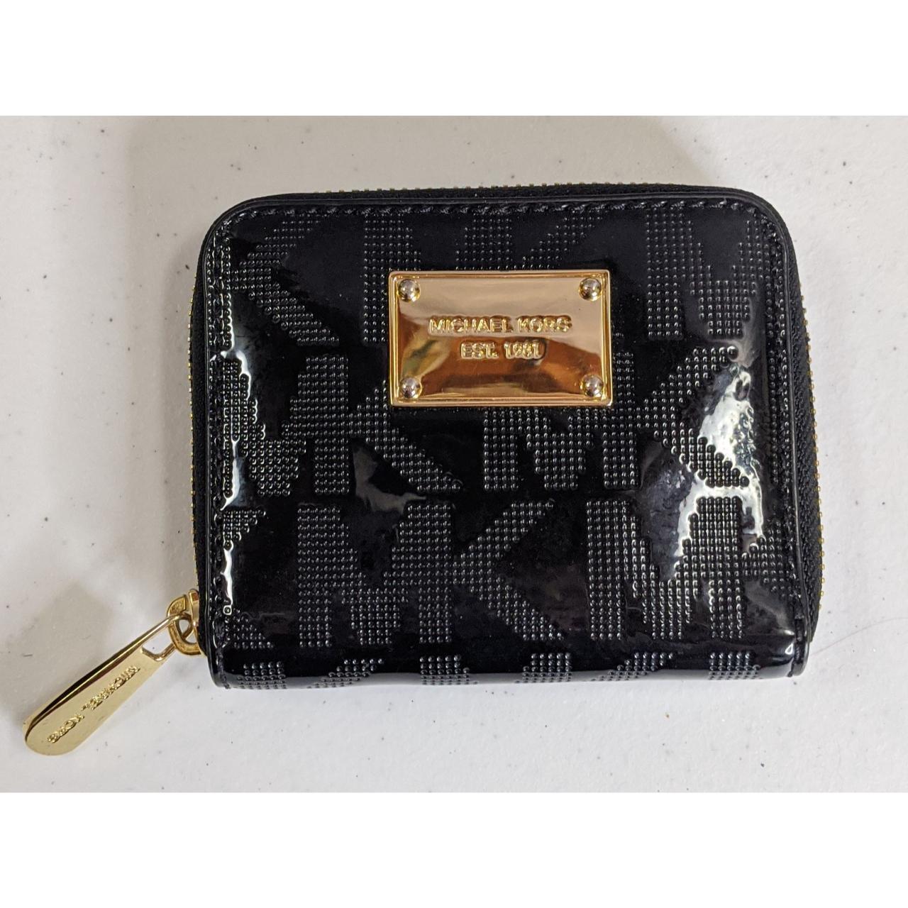 Michael kors black patent leather outlet wallet