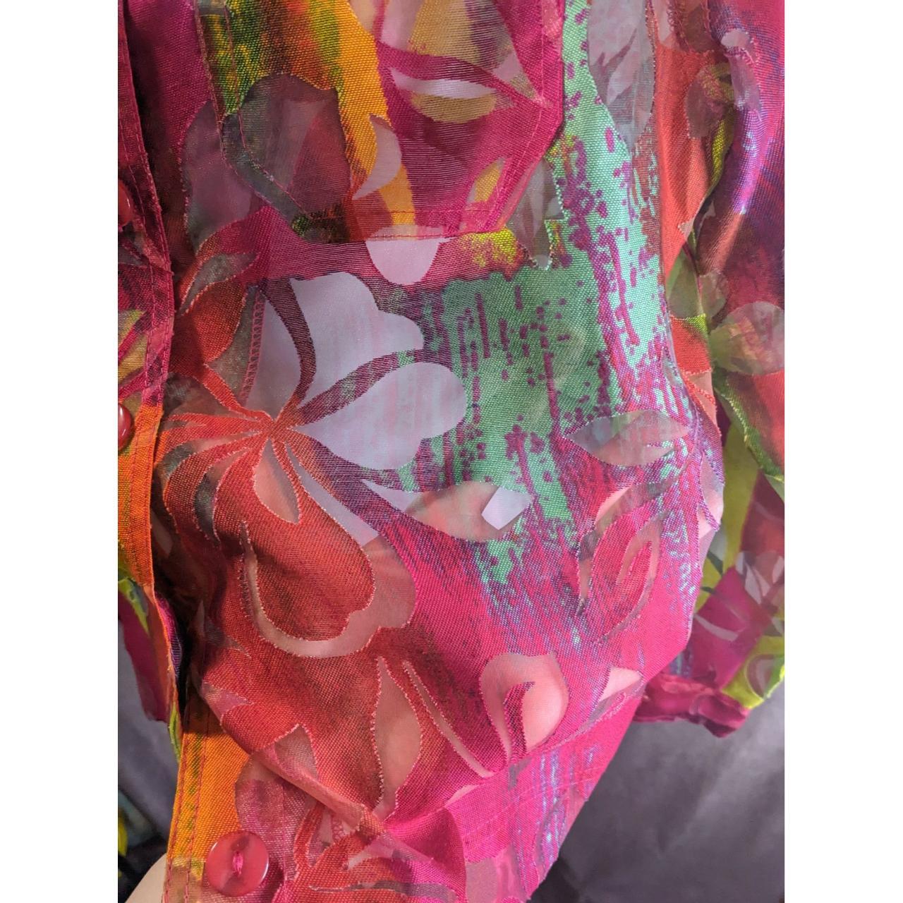Erin London sheer neon floral blouse. Size - Depop
