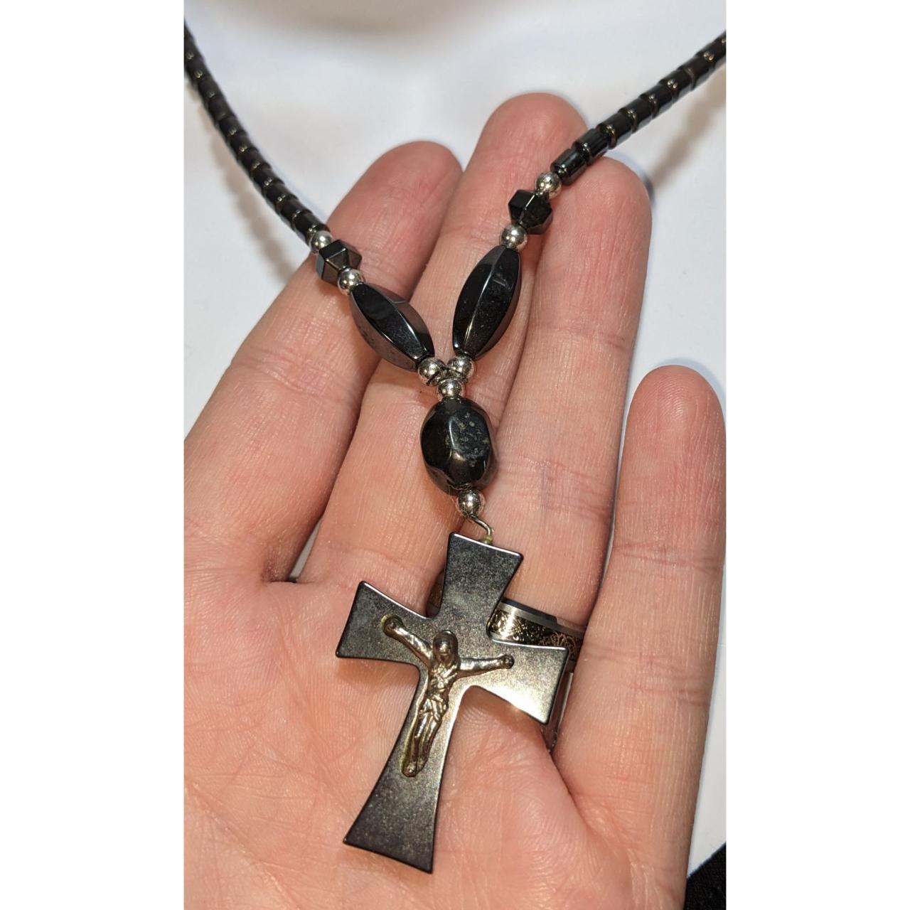 Hematite cross store necklace