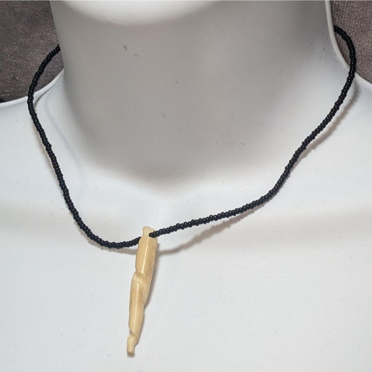 Carved Bone Skull Necklace in Antler and Buffalo Horn