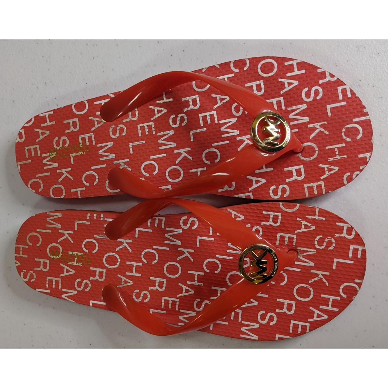 Michael kors red deals flip flops