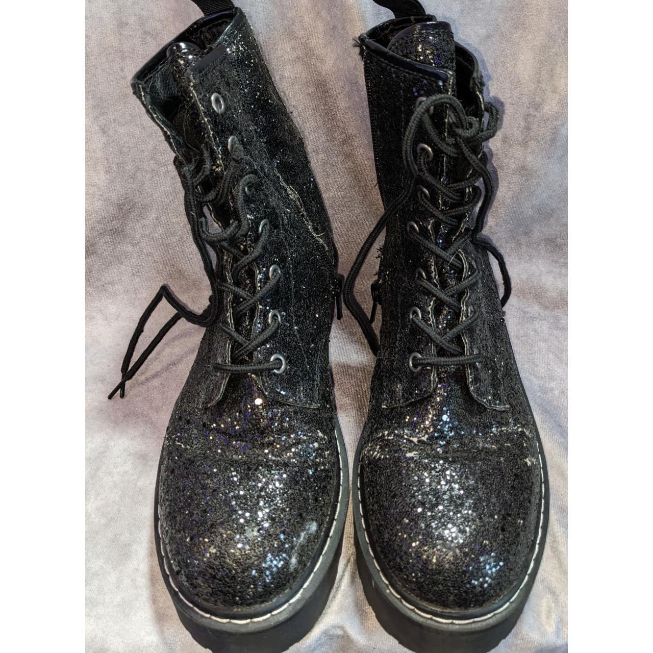 Black glitter combat clearance boots