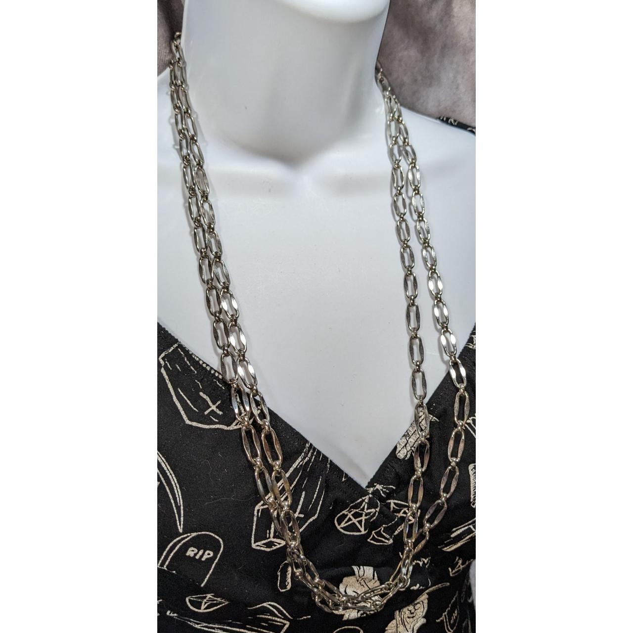 Extra long store silver chain necklace