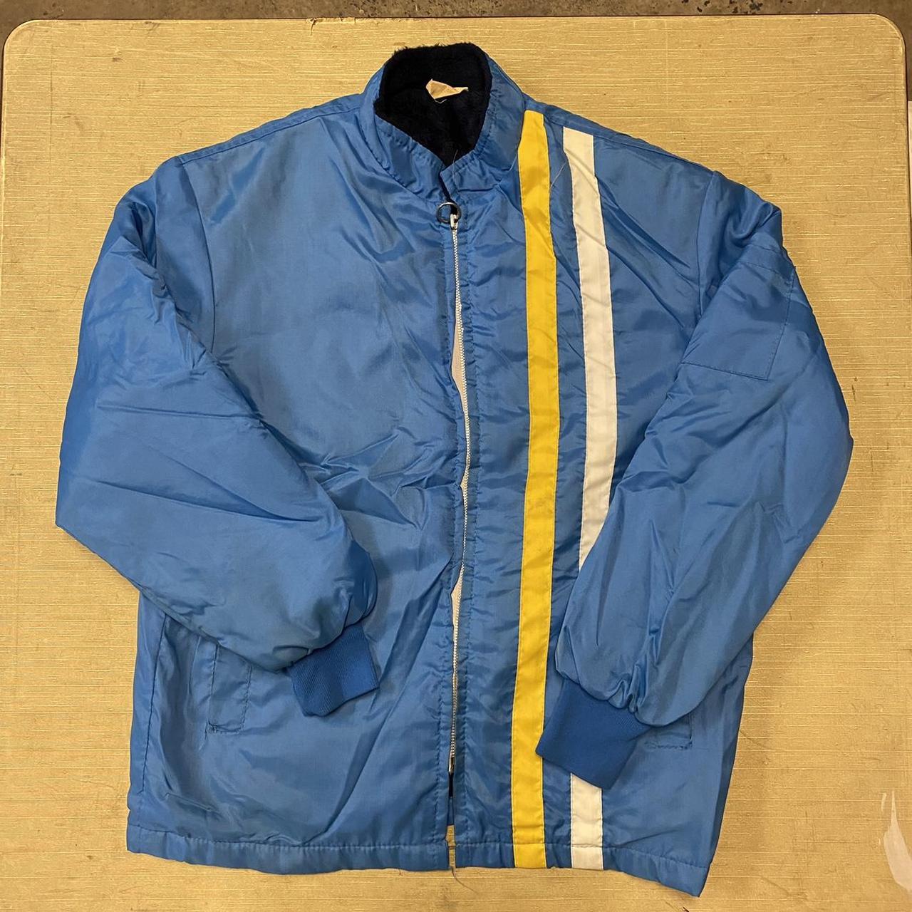 Vintage 1970 80s Racing Strip Jacket Size Medium M... - Depop