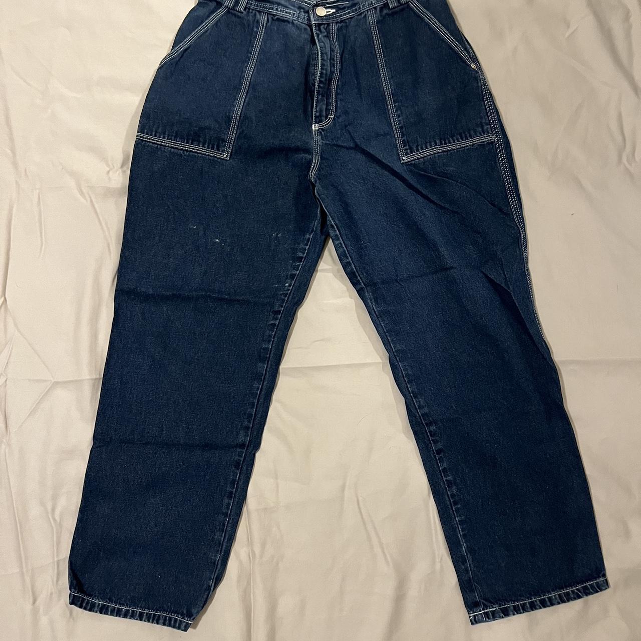 Vintage carpenter jeans w/ white stitching Size... - Depop