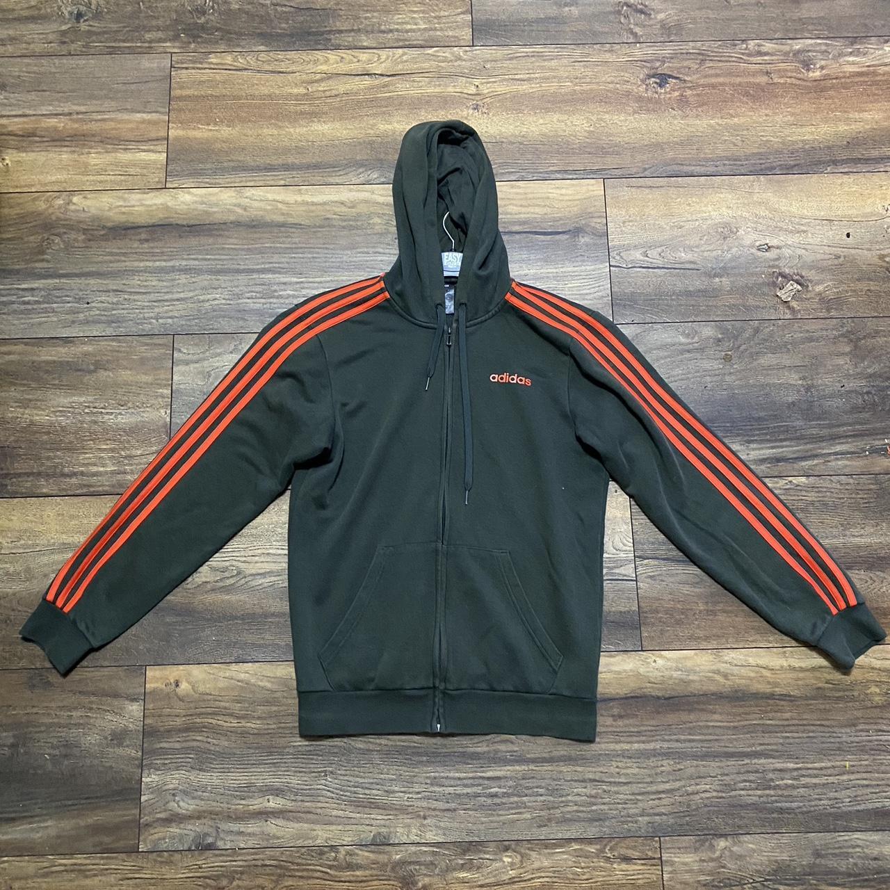 Men’s/kids small sized black red adidas hoodie jacket - Depop