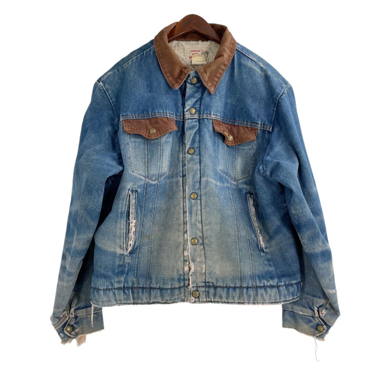 Mens denim jacket 2024 with corduroy collar