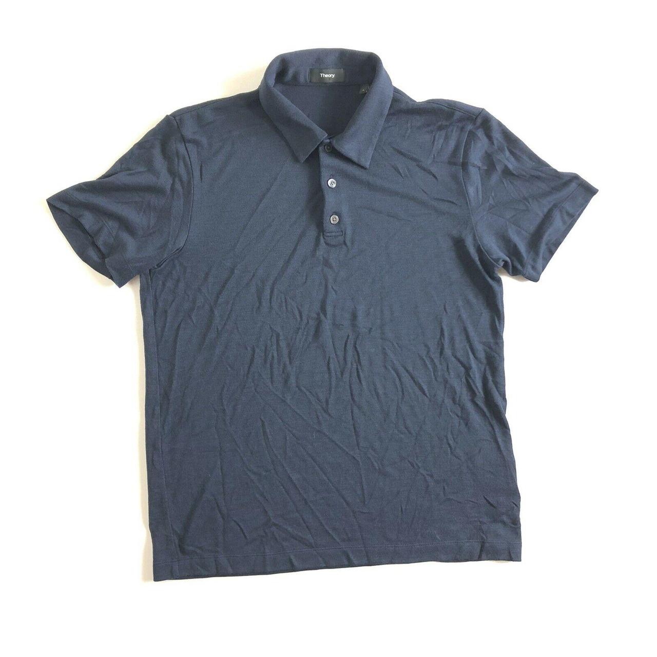 Theory Men's 100% Cotton Blue Collar Polo Size... - Depop