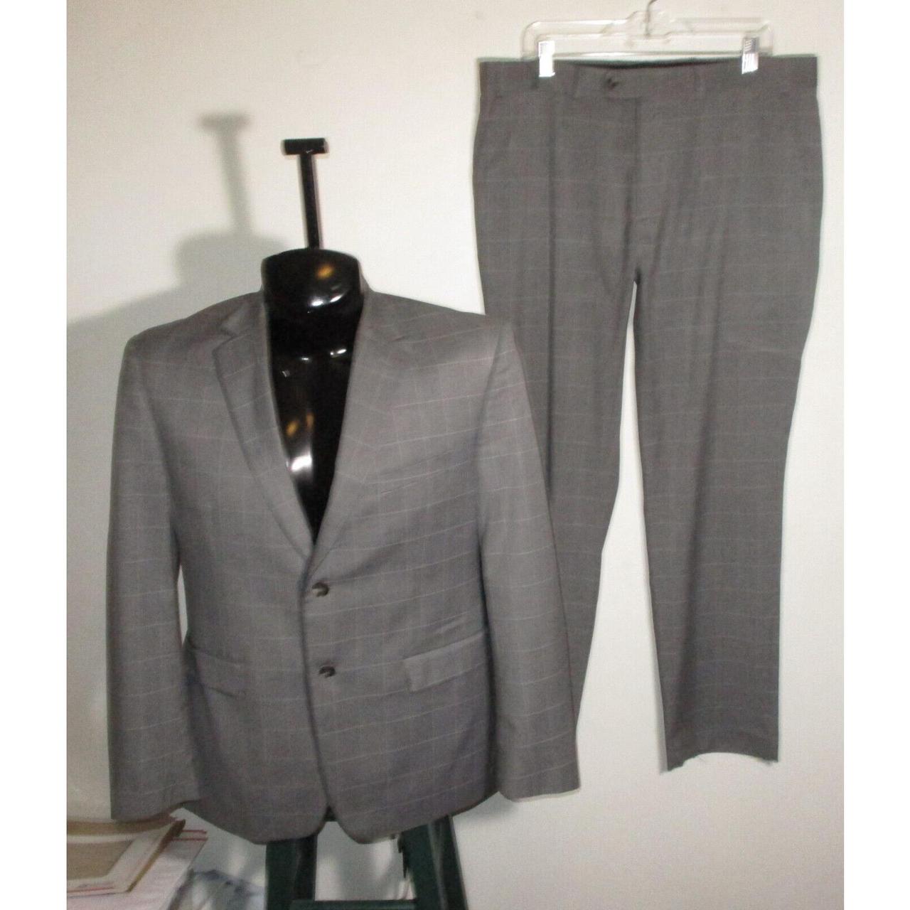 Men's PERRY ELLIS Portfolio Gray 2 Pc Suit Size 42... - Depop