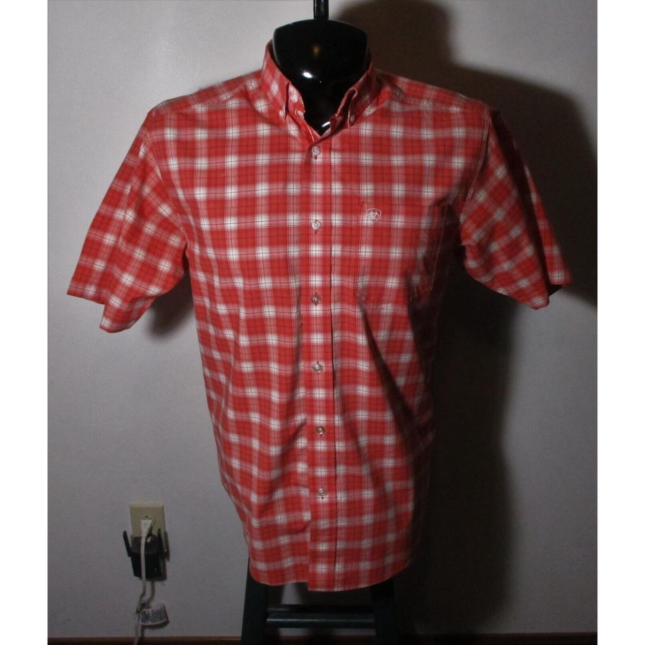 Men's ARIAT Pro Series Pink Rust Short Sleeve Shirt... Depop