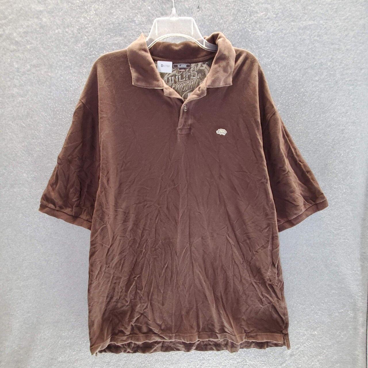 Ecko Unltd Men Polo Shirt XL Brown Logo Embroidered... - Depop