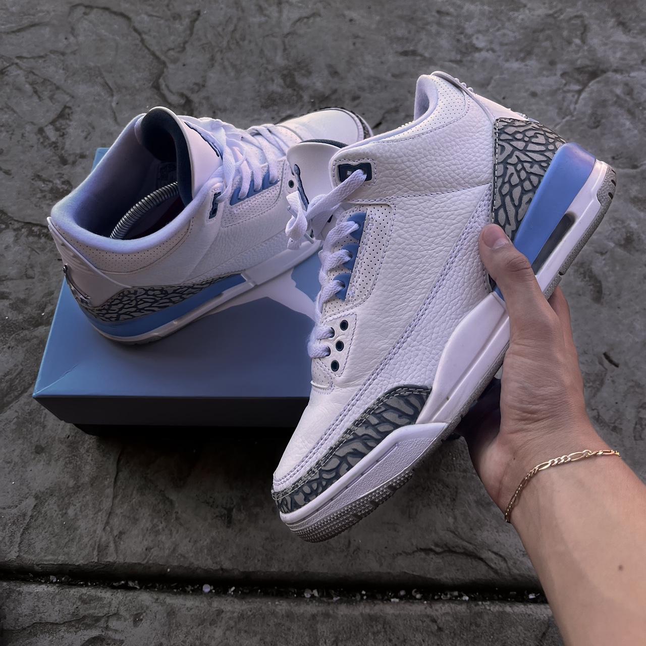 Jordan 3s UNC box and everything weared like 2 times... - Depop