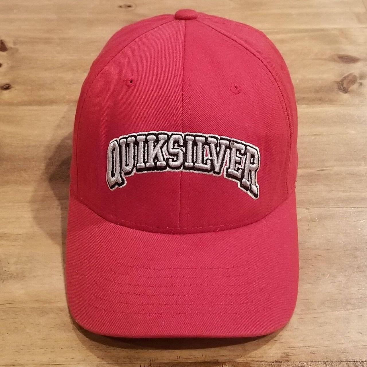 QuikSilver Hat Cap One Size Red Spell Out Flex... - Depop