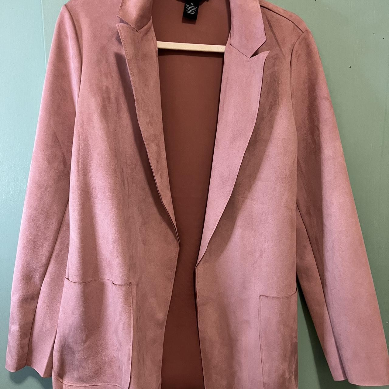 Joan Vass blush pink over sized open blazer. Soft