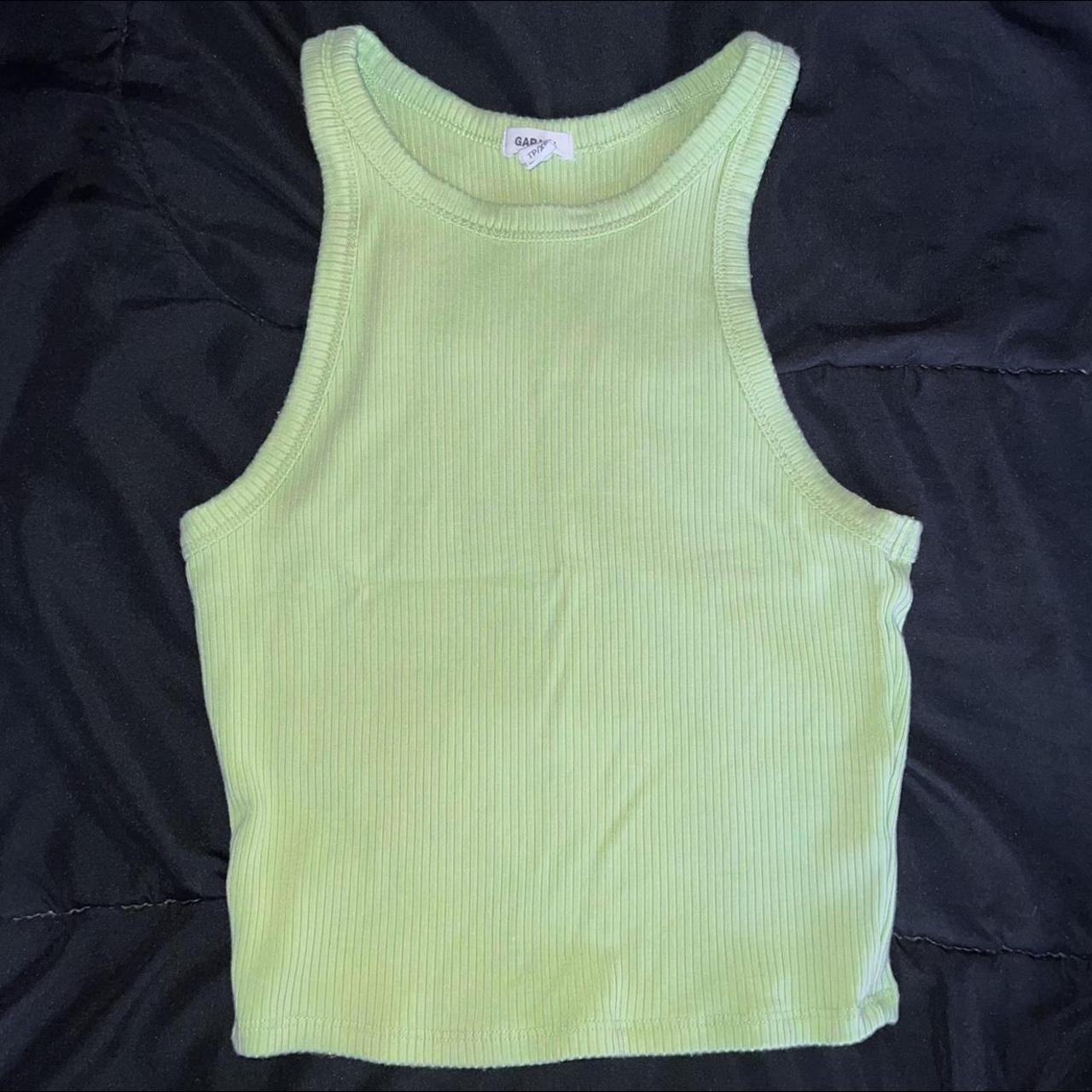 pastel neon green racer tank from garage clothing... - Depop