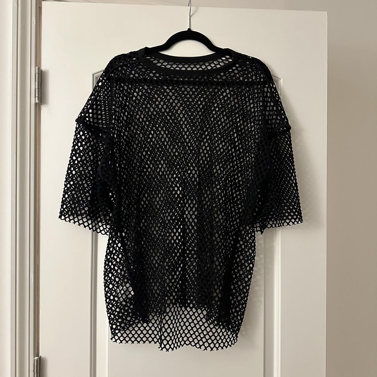 Black fishnet oversized mesh top from Japan Depop