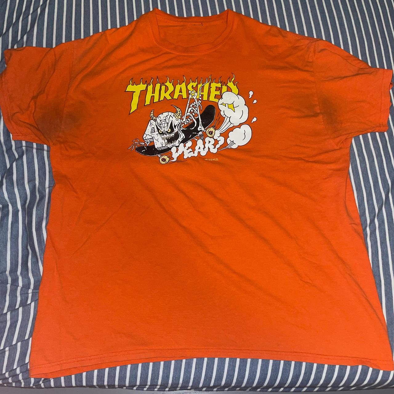 XL Thrasher Neckface 40 Yr orange collab shirt some... - Depop