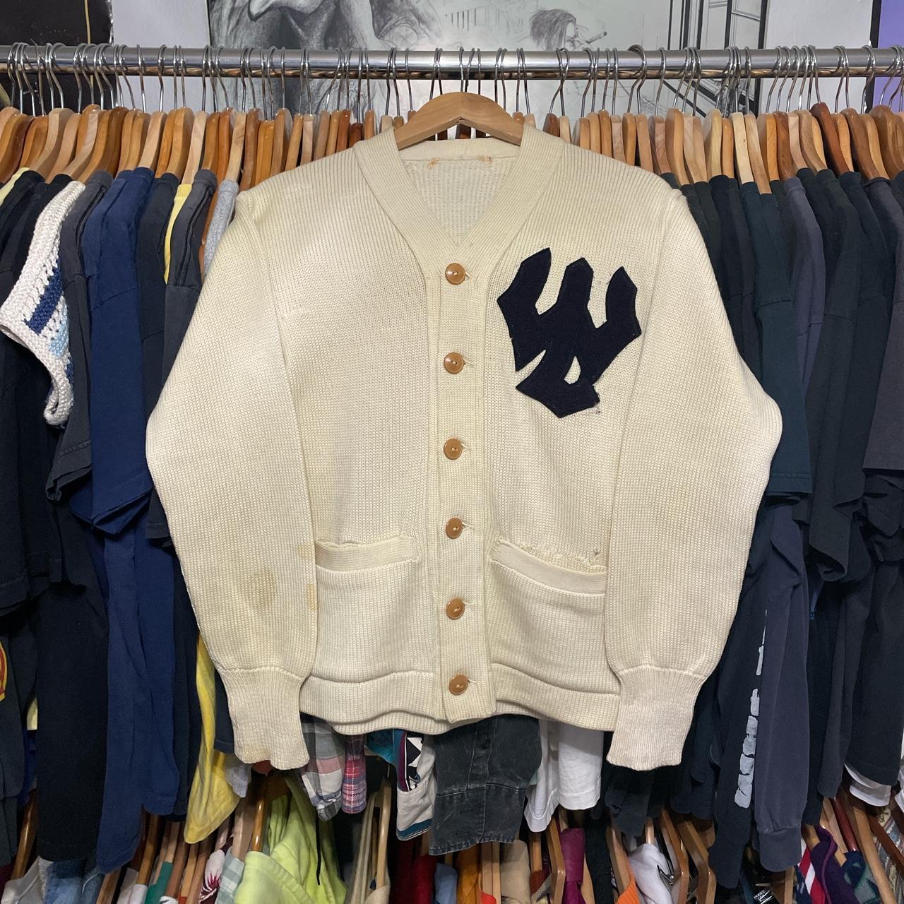 vintage 50s 60s Heavy knit college cardigan. Big W &... Depop