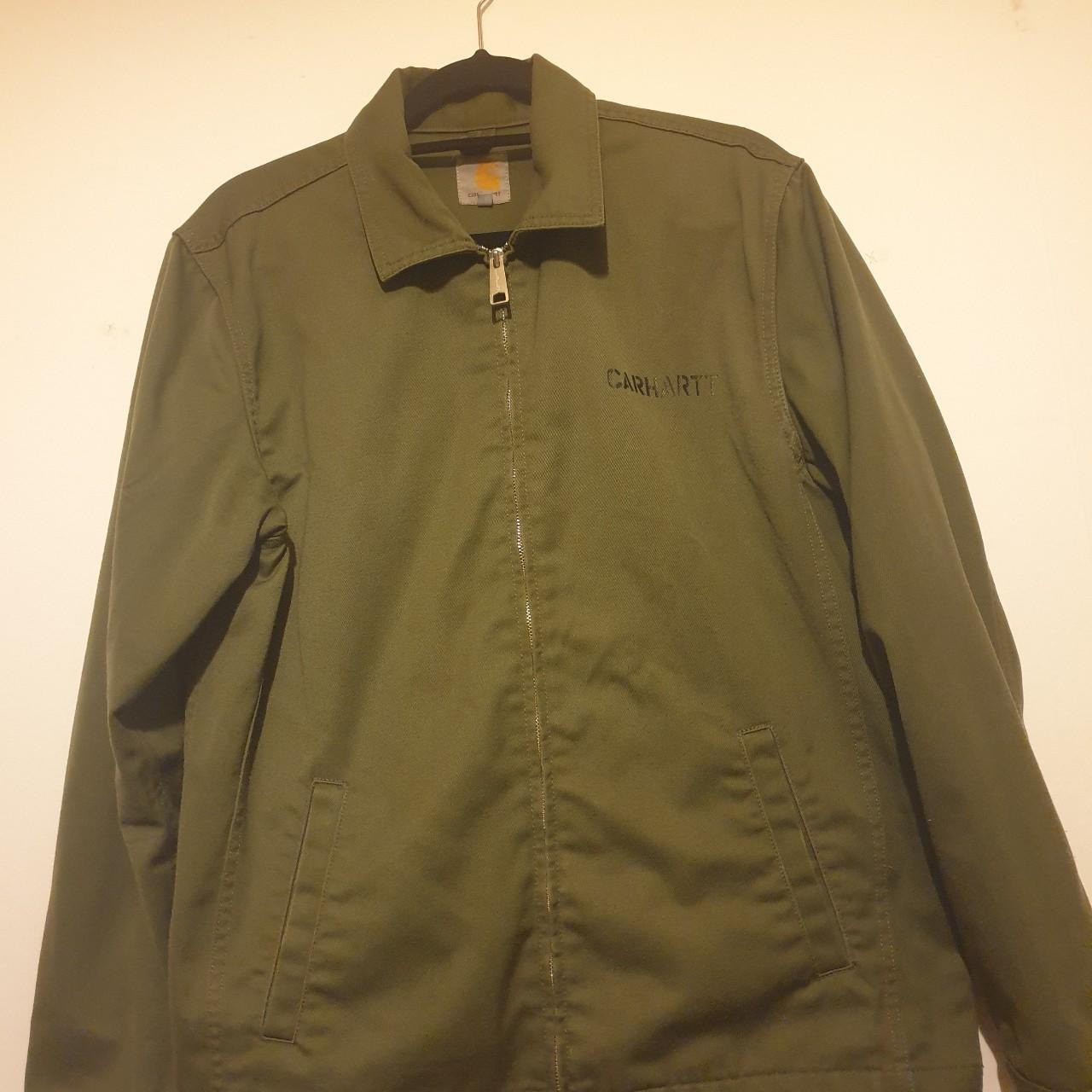 Carhartt khaki mens size large zip jacket. Good... - Depop