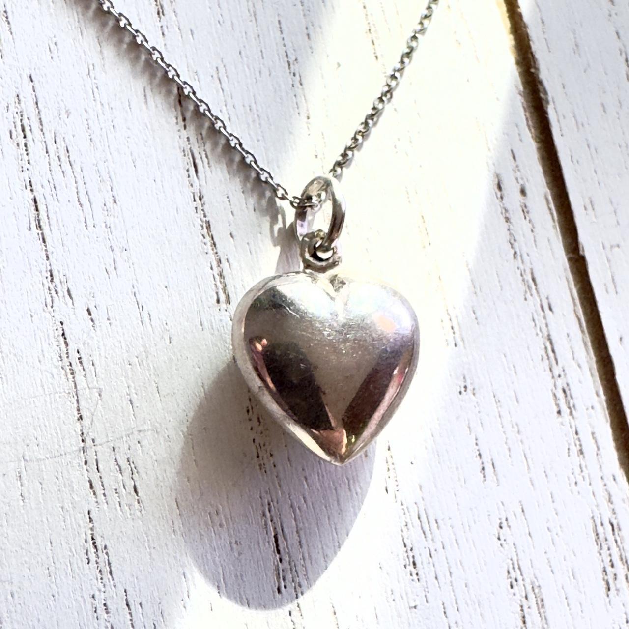 Outlet Vintage Beautiful Sterling Silver Puffed Heart Pendant