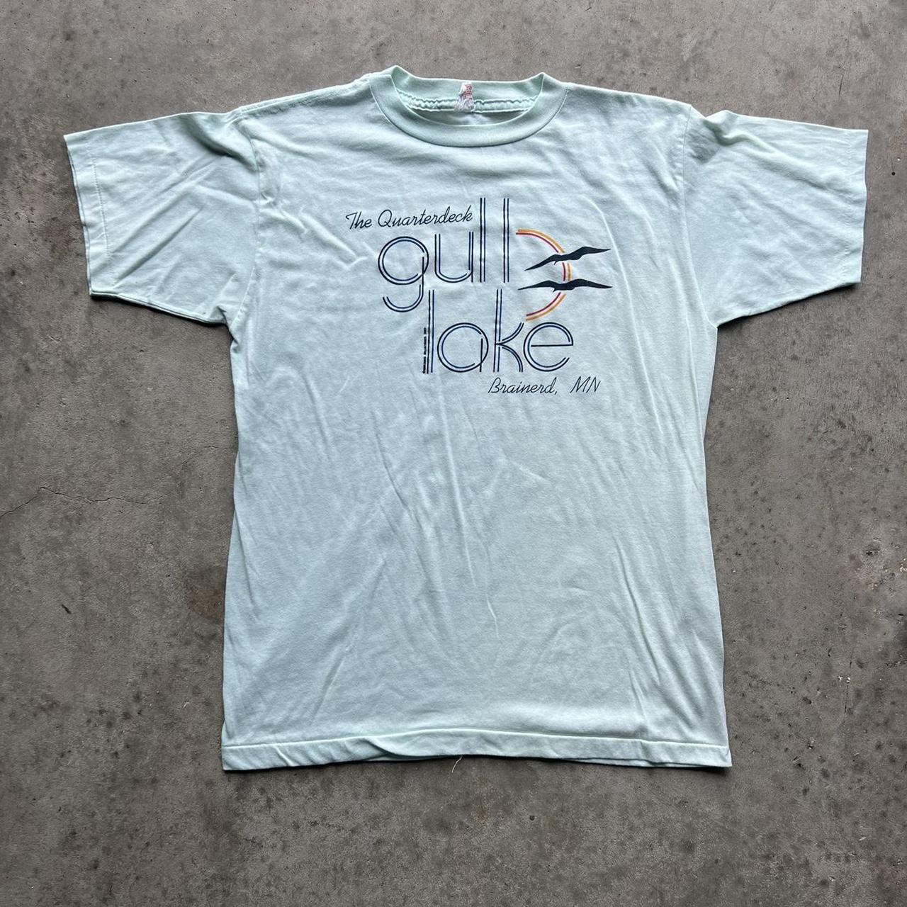 Vintage 80s Gull Lake Minnesota mint green tee... Depop